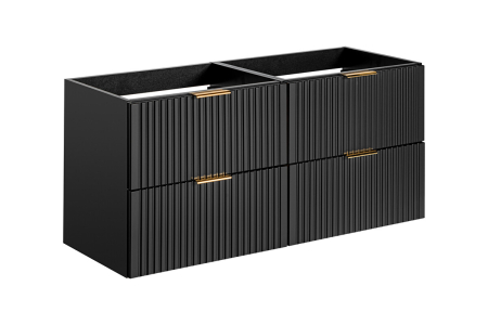 Promotii - Set Mobilier Baie Adel Black 120 cm, Cu Manere Auriu, Crom Si Negru, Negru Mat - COMAD