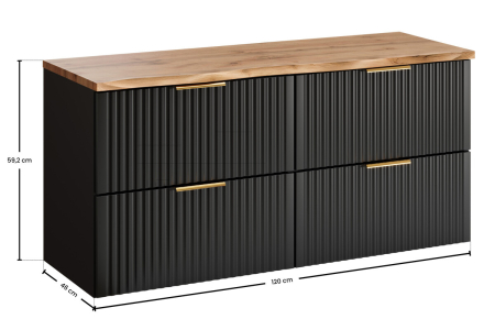 Set Mobilier Adel Black 120 cm, cu Blat, Negru Mat - COMAD [2]