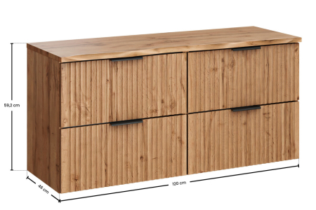 Set Mobilier Baie Adel Oak 120 cm, cu blat, Stejar Wotan - COMAD [2]