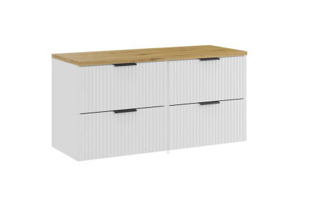 Promotii - Set Mobilier Adel White 120 cm, cu Blat, Alb Mat, Stejar Artisan - COMAD