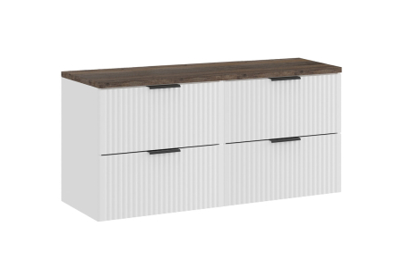 Promotii - Set Mobilier Baie Adel White 120 cm, cu blat, Alb Mat, Stejar Santa Fe Vintage - COMAD