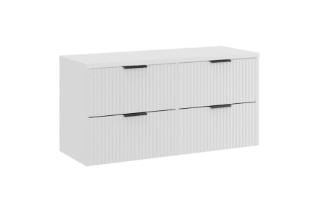Promotii - Set Mobilier Baie Adel White 120 cm, cu Blat, Alb Mat - COMAD