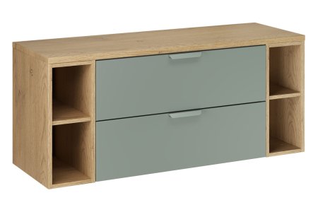 Promotii - Set Mobilier Baie Aster Green 120 cm, cu blat, Verde Mat - COMAD