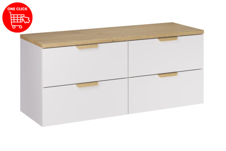 Set Mobilier Aster White 120 cm, cu blat, Alb Mat cu Mânere Stejar Cremona - COMAD [1]