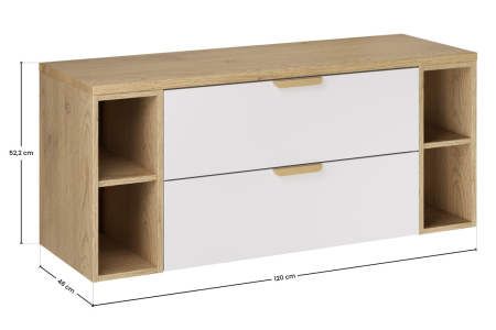 Set Mobilier Aster White 120 cm, cu blat, Alb Mat cu Mânere Stejar Cremona - COMAD [2]