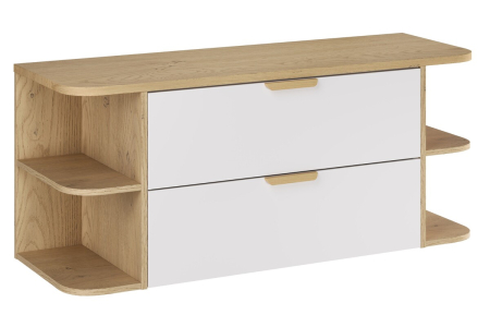Promotii - Set Mobilier Aster White 120 cm, cu blat, Alb Mat cu Mânere Stejar Cremona - COMAD