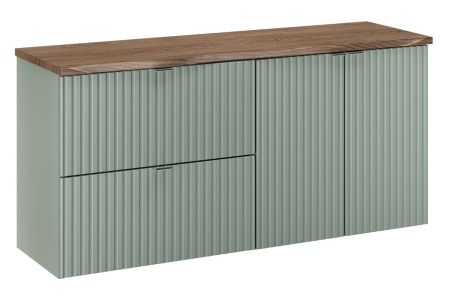 Promotii - Set Mobilier Baie LINE REED GREEN 120 cm, cu Blat, Mânere Crom Lucios, Verde Trestie - COMAD