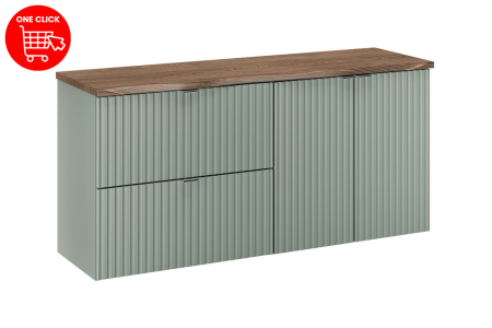 Set Mobilier Baie LINE REED GREEN 120 cm, cu Blat, Mânere Crom Lucios, Verde Trestie - COMAD [1]