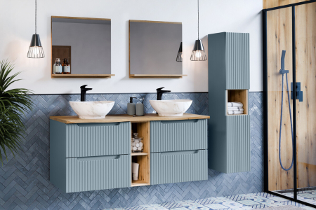 Set mobilier 60cm cu blat, lavoar pe blat Beyond și coloană de baie Nova Denim COMAD SET-NOD B OAK 60CM S UN BEYOND HC [3]