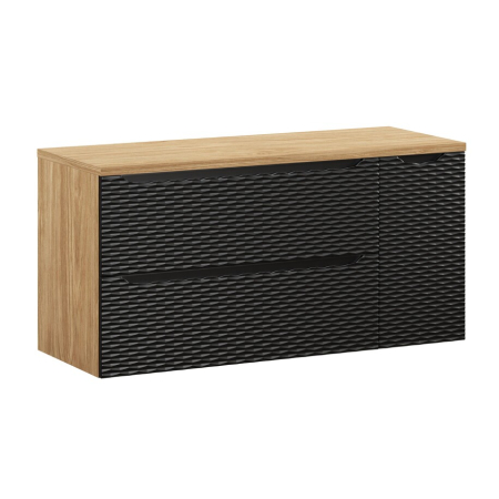 Mobilier Baie - Set Mobilier Ocean Black 120 cm, cu blat, Stejar Uleiat, Negru Mat - COMAD