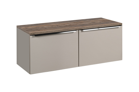 Mobilier Baie - Set Mobilier Baie Santa Fe Taupe 120 cm, cu Blat, Gri Argilă, Stejar Vintage Santa Fe - COMAD