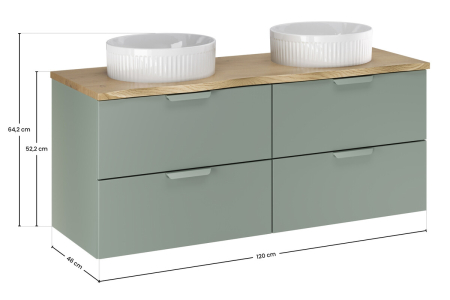 Set Mobilier Aster Green 120 cm, cu Blat și 2 Lavoare de Blat Beyond, Verde Mat - COMAD [2]