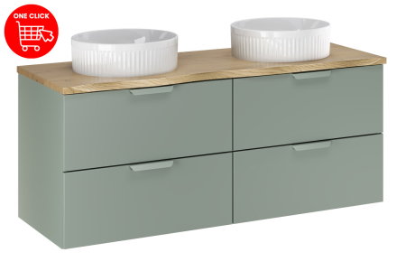 Set Mobilier Aster Green 120 cm, cu Blat și 2 Lavoare de Blat Beyond, Verde Mat - COMAD [1]