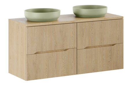Promotii - Set mobilier 120 cm cu blat, 2 lavoare de blat River și dulap înalt Nordic Cremona COMAD SET-NC B CREMONA 120CM UN RIVER 1 OG HC