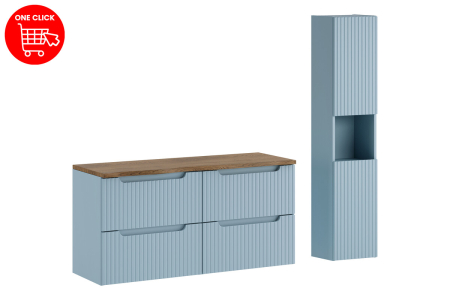 Set Mobilier Baie Nova Denim 120 cm, cu Blat și Dulap Înalt, Denim - COMAD [1]
