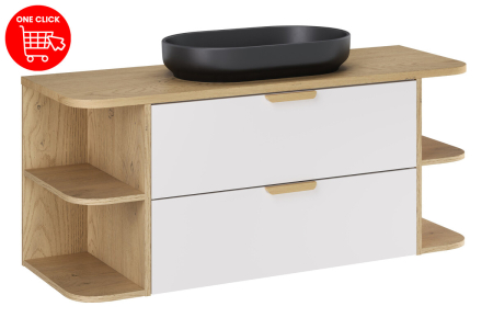 Set mobilier 120 cm cu blat și lavoar pe blat River Aster White COMAD SET-ASWBCREMONA120CMUNRIVERVER [1]