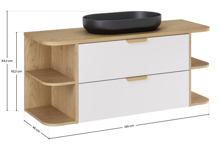 Set mobilier 120 cm cu blat și lavoar pe blat River Aster White COMAD SET-ASWBCREMONA120CMUNRIVERVER [2]