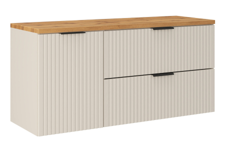 Promotii - Set Mobilier Adel Cashmere 120 cm, cu Blat și Dulap cu Coș de Rufe, Cașmir Mat - COMAD