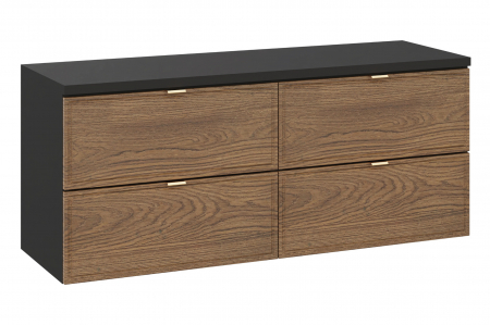Seturi mobilier baie - Set mobilier baie 120 cm, negru mat, stejar, cu blat Talia Casella COMAD