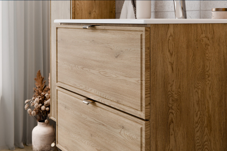 Set Mobilier Baie Terra Cremona 60 cm, cu Blat și Coloană Înaltă, Stejar Cremona - COMAD [8]