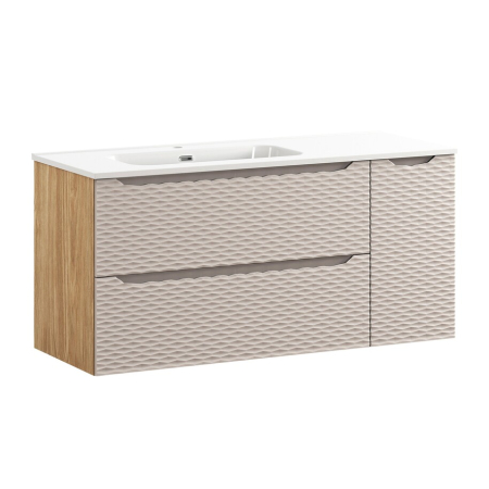 Mobilier Baie - Set Mobilier Baie Ocean Beige 120 cm, cu lavoar GO 2, Bej, Stejar Uleiat - COMAD