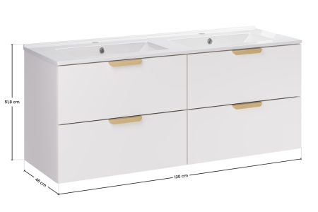 Set Mobilier cu Lavoar Aster White 120 cm, Manere Stejar Cremona, Alb Mat - COMAD [2]