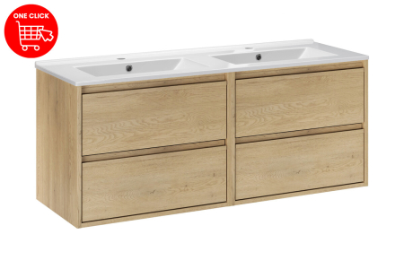 Set Mobilier Baie Viola Cremona 120 cm, cu lavoar, Stejar Cremona - COMAD [1]
