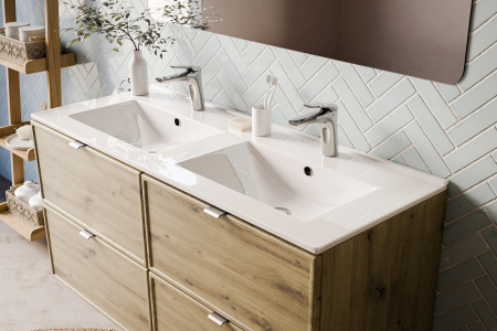 Set Mobilier Baie Viola Cremona 120 cm, cu lavoar, Stejar Cremona - COMAD [4]