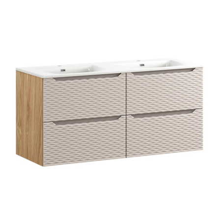 Mobilier Baie - Set Mobilier Baie Ocean Beige 120 cm, cu lavoar SKY, Bej, Stejar Uleiat - COMAD