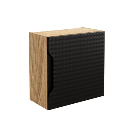 Set mobilier baie 120cm cu blat, 2 lavoare Cloud și dulap înalt Luxor Black [5]