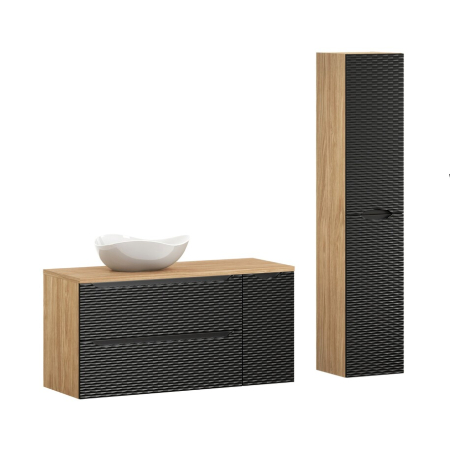 Set mobilier 120cm cu blat, lavoar pe blat Cloud și coloană Ocean Black COMAD SET-OCBL B 120CM S UN CLOUD HC2D [0]