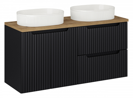 Seturi mobilier baie - Set mobilier baie 120cm cu blat și 2 lavoare Beyond Nova Black