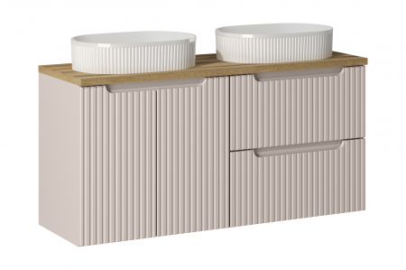Seturi mobilier baie - Set mobilier baie 120cm cu blat și 2 lavoare Beyond Nova Cashmere