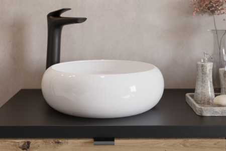 Set Mobilier Aster White 120 cm, cu Blat și 2 Lavoare pe Blat, Alb Mat, Stejar Cremona - COMAD [8]