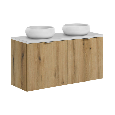 Produse - Set mobilier 120cm cu blat, 2 lavoare pe blat Wiki și coloană Nova Oak COMAD SET-NOA B WHITE 120CM D UN WIKI SW HC