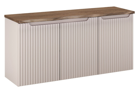 Promotii - Set Mobilier Baie Nova Cashmere 120 cm, cu Blat și Coș de Rufe, Cașmir Mat - COMAD