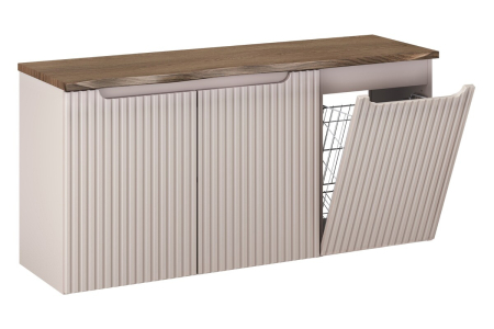 Set Mobilier Baie Nova Cashmere 120 cm, cu Blat și Coș de Rufe, Cașmir Mat - COMAD [1]