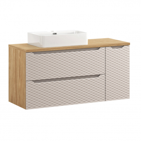 Seturi mobilier baie - Set mobilier baie 120cm cu blat și lavoar Trust Ocean Beige