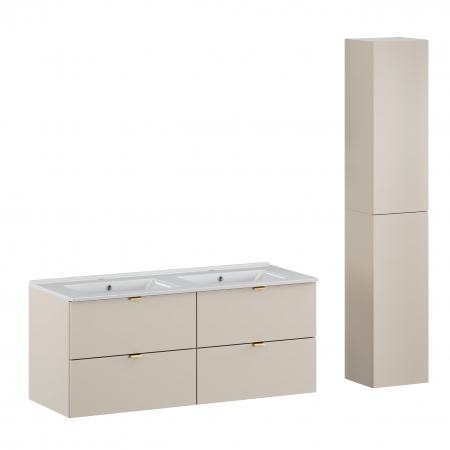 Seturi mobilier baie - Set mobilier baie 120cm cu lavoar Dalia Cashmere și dulap înalt.