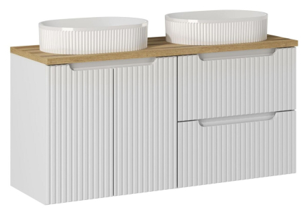 Promotii - Set Mobilier Baie Nova White 120 cm, cu Lavoare pe Blat, Alb Mat - COMAD