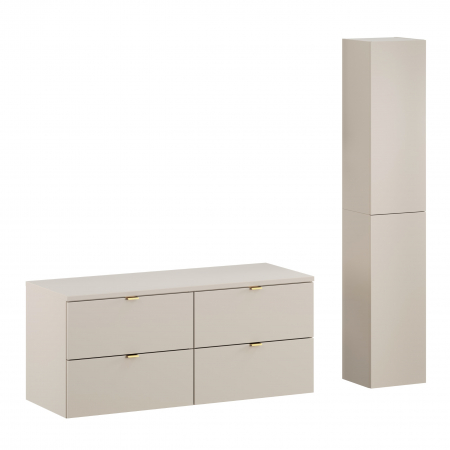Seturi mobilier baie - Set mobilier baie 120cm cu un blat și un dulap înalt Dalia Cashmere
