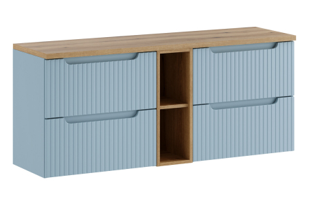 Promotii - Set Mobilier Baie Nova Denim 140 cm, cu Blat, Denim - COMAD