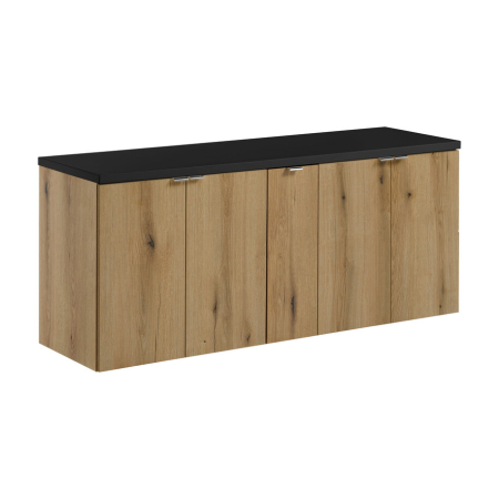 Promotii - Set Mobilier Nova Oak 140 cm, cu Blat, Stejar Coast Evoke, Negru Mat - COMAD