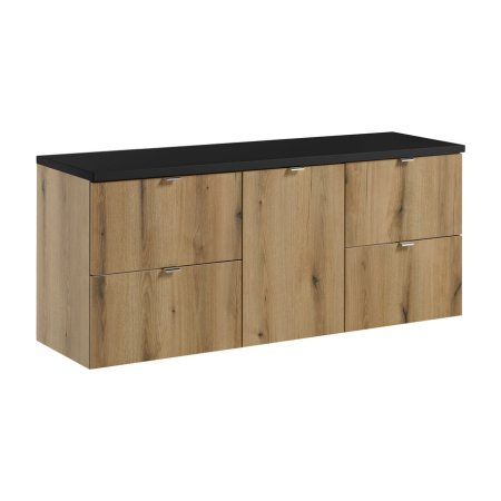 Promotii - Set Mobilier Nova Oak 140 cm, cu Blat, Stejar Coast Evoke, Negru Mat - COMAD