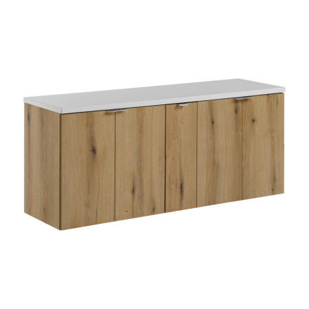 Promotii - Set Mobilier Nova Oak 140 cm, cu Blat, Alb Mat, Stejar Coast Evoke - COMAD