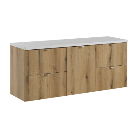 Promotii - Set Mobilier Nova Oak 140 cm, cu Blat, Alb Mat, Stejar - COMAD