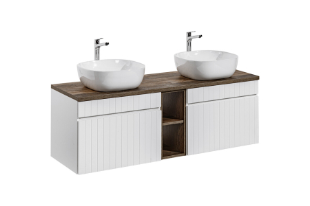 Promotii - Set mobilier 140cm cu blat și două lavoare pe blat Smile Iconic White COMAD SET ICW-B 140 CM 6252