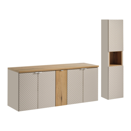 Produse - Set mobilier 140cm cu blat și dulap înalt Viva Cashmere COMAD SET-VIC B OAK 140CM D HC