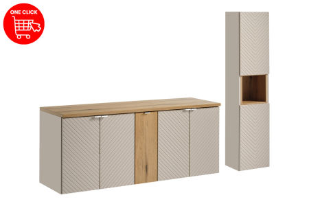 Set mobilier 140cm cu blat și dulap înalt Viva Cashmere COMAD SET-VIC B OAK 140CM D HC [1]