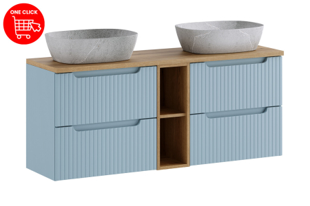 Set Mobilier Baie Nova Denim 140 cm, cu Blat și Lavoar pe Blat Anna, Denim - COMAD [2]
